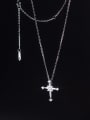 thumb 925 Sterling Silver Cubic Zirconia Cross Minimalist Regligious Necklace 2