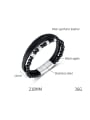 thumb Titanium Steel Artificial Leather Weave Hip Hop Strand Bracelet 3