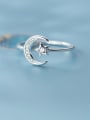 thumb 925 Sterling Silver Cubic Zirconia Moon Minimalist Band Ring 0