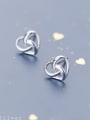 thumb 925 Sterling Silver  Hollow Heart Minimalist Stud Earring 3