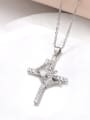 thumb Brass Cubic Zirconia Cross Trend Necklace 2