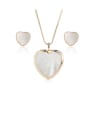 thumb Copper  Minimalist Heart  Shell Earring and Necklace Set 0