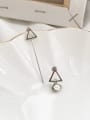 thumb 925 Sterling Silver  Vintage  Triangle Tassel Pearl  Threader Earring 1
