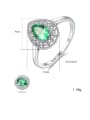 thumb 925 Sterling Silver Cubic Zirconia Green Water Drop Classic Band Ring 3