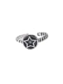 thumb 925 Sterling Silver Enamel  Vintage Simple star round card twist texture Band Ring 0