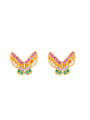 thumb Brass Cubic Zirconia Heart Dainty  Butterfly Stud Earring 2