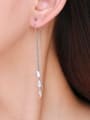 thumb 925 Sterling Silver Cubic Zirconia Water Drop Minimalist Threader Earring 1