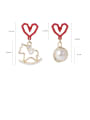 thumb Zinc Alloy Imitation Pearl White Heart Cute Drop Earrings 3
