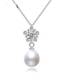 thumb 925 Sterling Silver Imitation Pearl Flower Minimalist Necklace 0