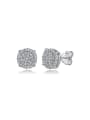 thumb 925 Sterling Silver Cubic Zirconia Square Classic Stud Earring 3