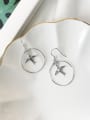 thumb 925 Sterling Silver Round Minimalist Swallow Hook Earring 0