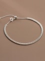 thumb 925 Sterling Silver Hollow Geometric Chain Minimalist Link Bracelet 0