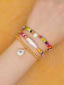 thumb Stainless steel Imitation Pearl Multi Color Round Bohemia Stretch Bracelet 1