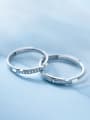 thumb 925 Sterling Silver Rhinestone Geometric Minimalist Couple Ring 3