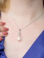 thumb 925 Sterling Silver  Double Ring Set With AAA Zircon  Freshwater Pearl  Pendant Necklace 3