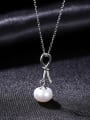 thumb 925 Sterling Silver Freshwater Pearl Bowknot Minimalist Necklace 3