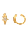 thumb Brass Cubic Zirconia Star Vintage Clip Earring 2