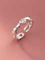 thumb 925 Sterling Silver Cubic Zirconia Heart Minimalist Band Ring 0