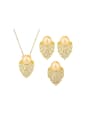 thumb Brass Cubic Zirconia Luxury Irregular  Earring Ring and Necklace Set 0
