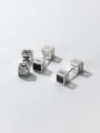 thumb 925 Sterling Silver Cubic Zirconia Square Vintage Stud Earring 0