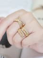 thumb Brass Cubic Zirconia Irregular Vintage Stackable Ring 1