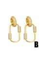 thumb Brass Cubic Zirconia Geometric Vintage Huggie Earring 3