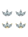 thumb 925 Sterling Silver Cubic Zirconia Leaf Classic Stud Earring 0