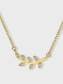 thumb Brass Cubic Zirconia Leaf Vintage Necklace 0