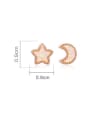 thumb 925 Sterling Silver Rhinestone Asymmetrical  Star Moon Cute Stud Earring 2