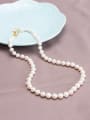 thumb Brass Freshwater Pearl Round Minimalist Long Strand Necklace 0