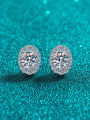 thumb 925 Sterling Silver Moissanite Oval Dainty Cluster Earring 0