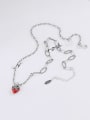 thumb 925 Sterling Silver Enamel Friut Vintage Asymmetrical Chain Heart Necklace 2