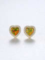 thumb 925 Sterling Silver Opal Heart Dainty Stud Earring 3