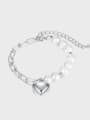 thumb Stainless steel Freshwater Pearl Heart Minimalist Link Bracelet 0