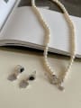 thumb 925 Sterling Silver Imitation Pearl Heart Vintage Necklace 1
