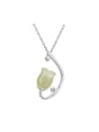 thumb 925 Sterling Silver Jade Flower Minimalist Necklace 1