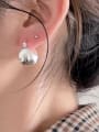 thumb 925 Sterling Silver Smooth Round Ball Minimalist Huggie Earring (Single-Only One) 1