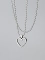 thumb 925 Sterling Silver Heart Minimalist Beaded Necklace 3