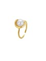 thumb 925 Sterling Silver Imitation Pearl Flower Vintage Band Ring 0