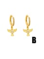 thumb Brass Cubic Zirconia Wing Vintage Huggie Earring 2