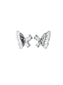 thumb 925 Sterling Silver Rhinestone Hollow Butterfly Cute Stud Earring 3