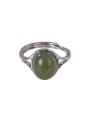 thumb 925 Sterling Silver Jade Oval Vintage Band Ring 4