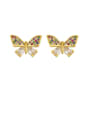 thumb Brass Cubic Zirconia Butterfly Dainty Stud Earring 4