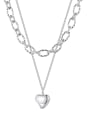 thumb Titanium Steel Heart Minimalist Multi Strand Necklace 0