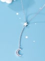 thumb 925 Sterling Silver  Minimalist Simple and stylish diamond  moon Y-shaped star necklace 2