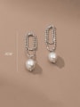 thumb 925 Sterling Silver Imitation Pearl Geometric Trend Drop Earring 4