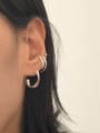 thumb 925 Sterling Silver Double Loop Ear Clamp (Single)  Minimalist Hoop Earring 0