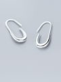 thumb 925 Sterling Silver Simple glossy oval Earring 1