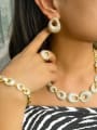 thumb Brass Cubic Zirconia Luxury Geometric Ring Earring Bangle And Necklace Set 1