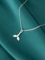 thumb 925 sterling silver simple smooth Flower Pendant Necklace 2